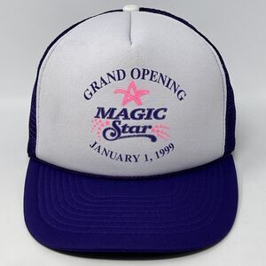 Vintage 90s Magic Star Casino Trucker Hat Baseball Cap Henderson Snapback Purple